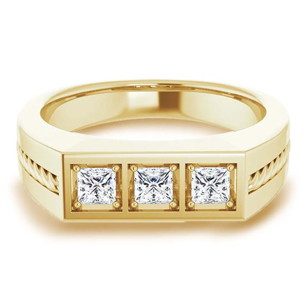 0.75 ctw Princess Diamond Design Men's Ring Rope Accented