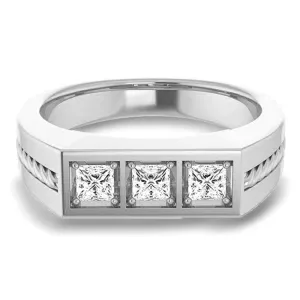 0.75 ctw Princess Diamond Design Men's Ring Rope Accented