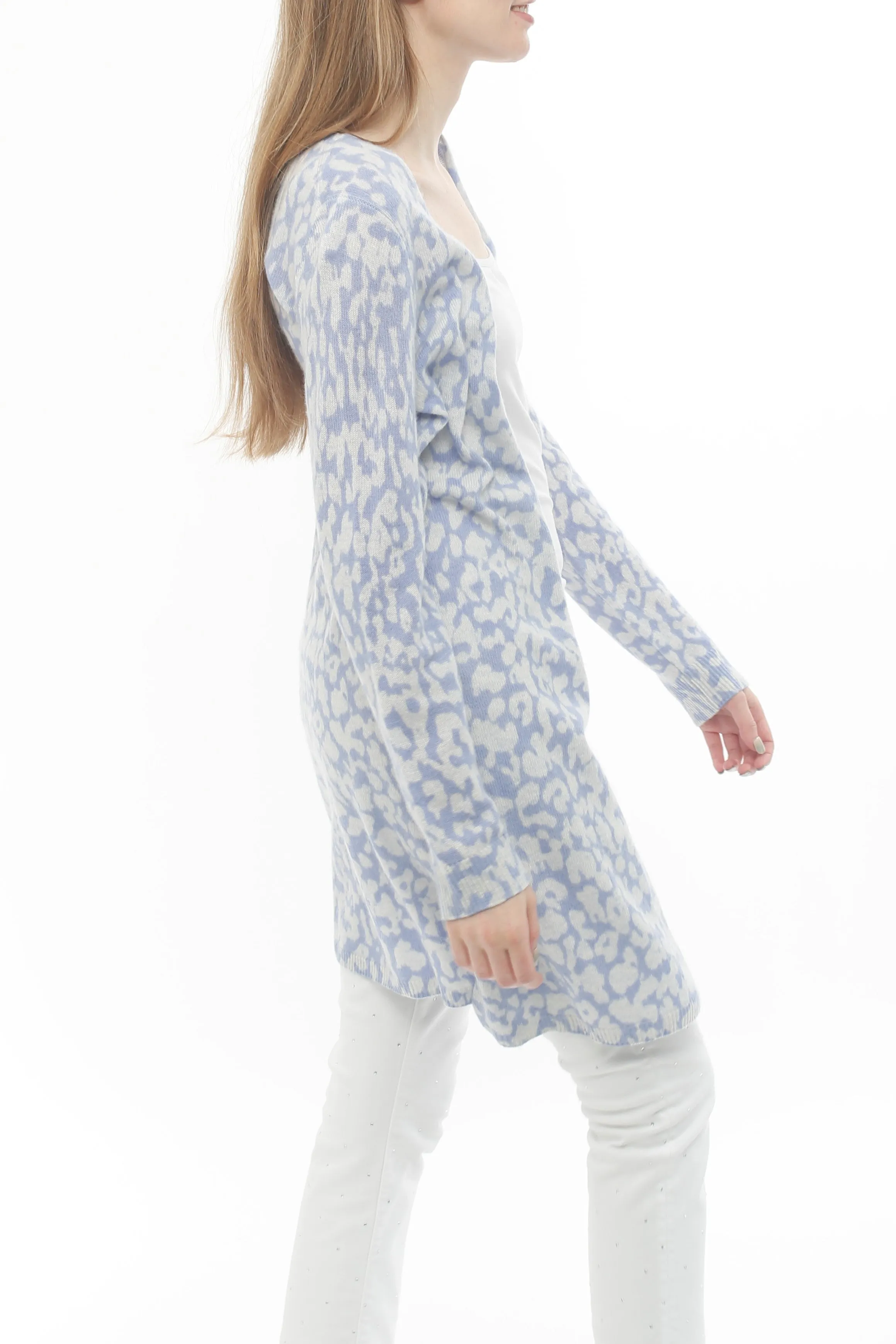 100% Cashmere Pastel Sky Print Cardigan