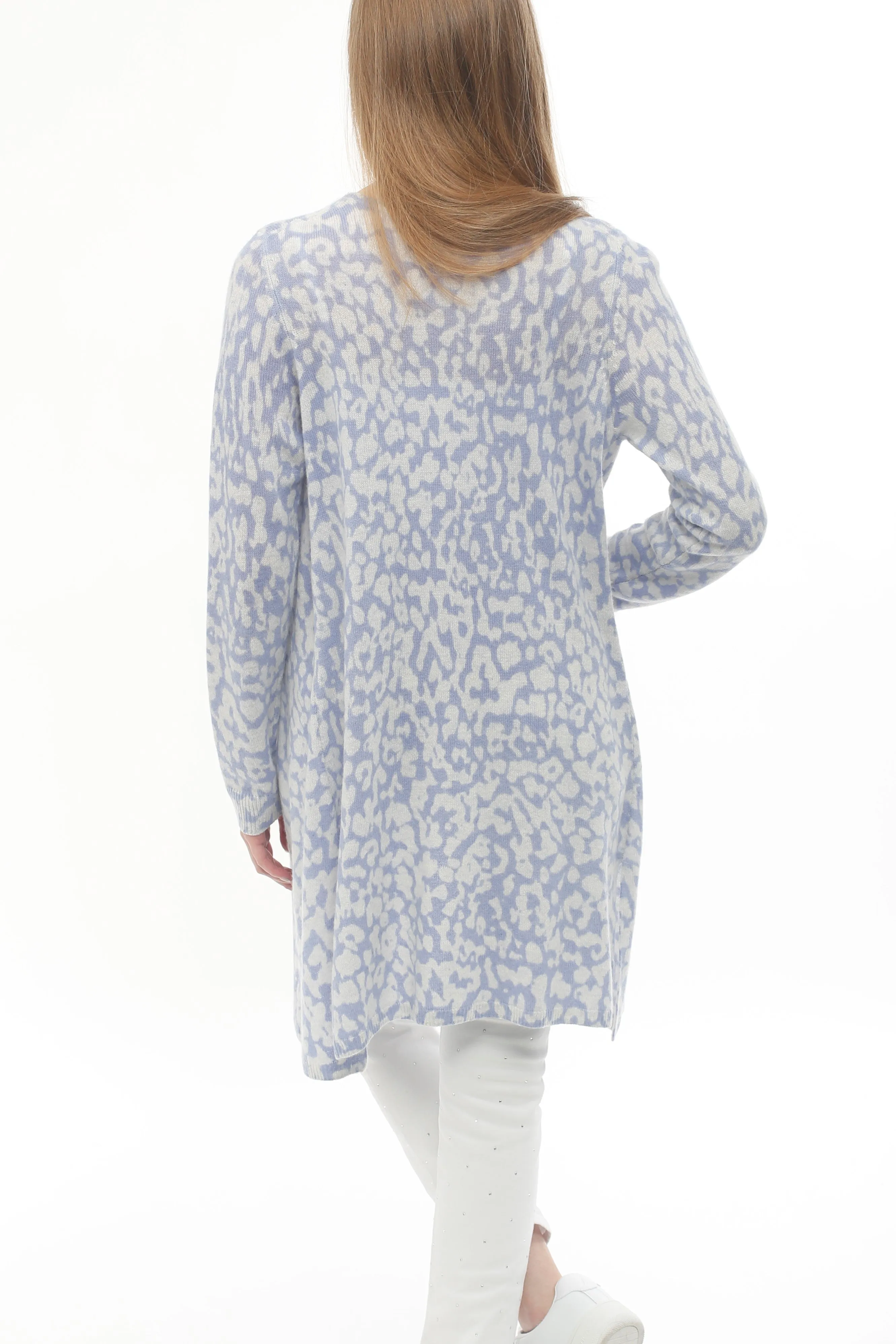 100% Cashmere Pastel Sky Print Cardigan