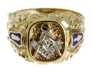 1970s Diamond & Enamel Masonic Ring