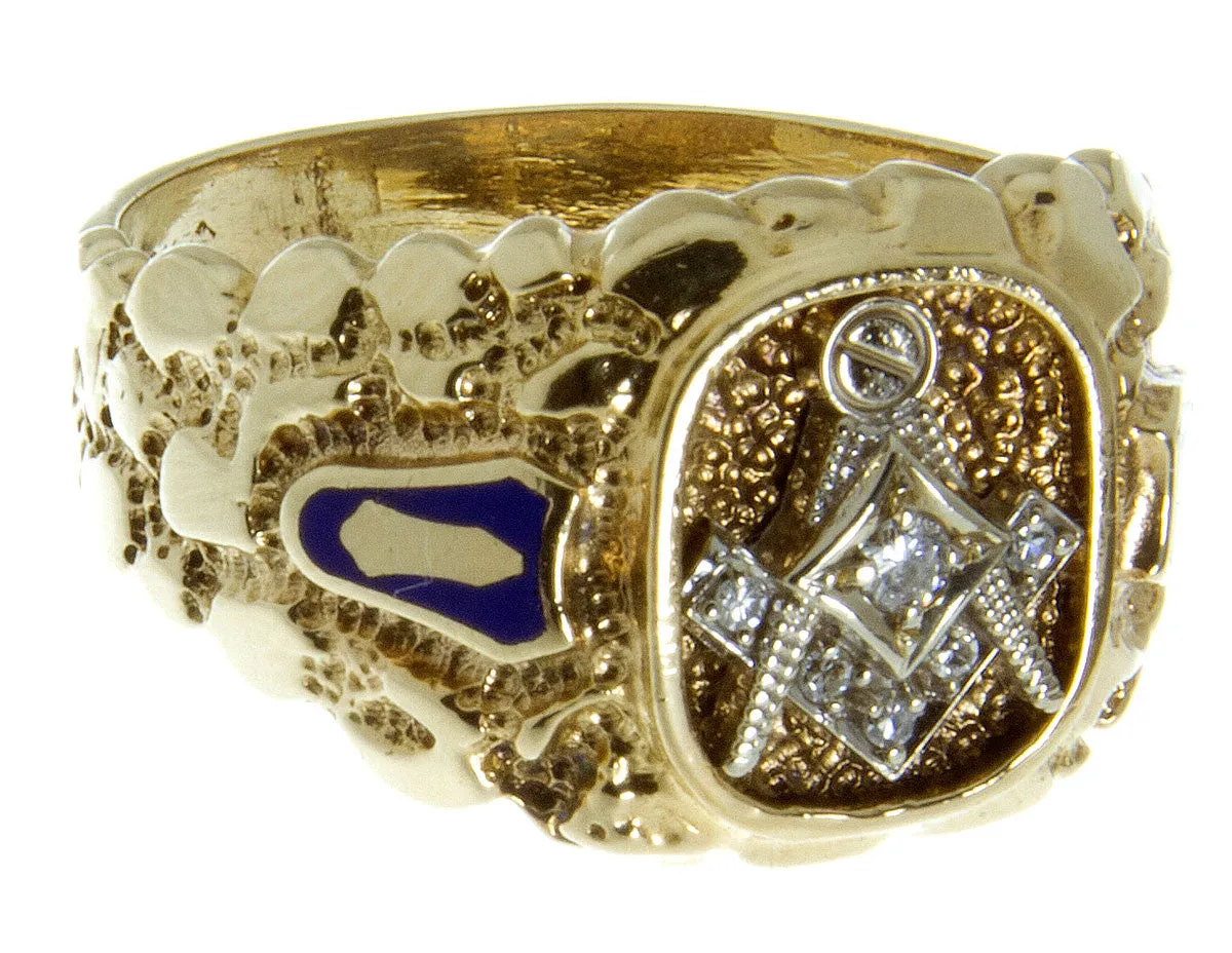1970s Diamond & Enamel Masonic Ring
