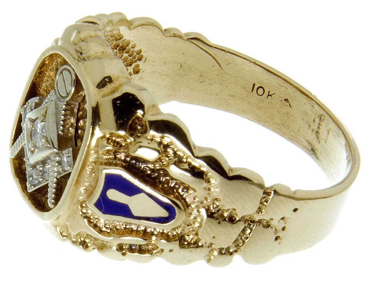 1970s Diamond & Enamel Masonic Ring