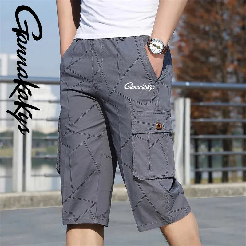 2024 Men's Summer Sports Fishing Pants Men's Hiking Breathable Multi Pocket Work Shorts Beach Running Travel Shorts