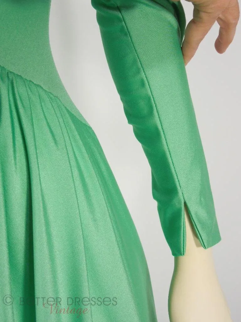 70s Green Qiana Maxi Dress