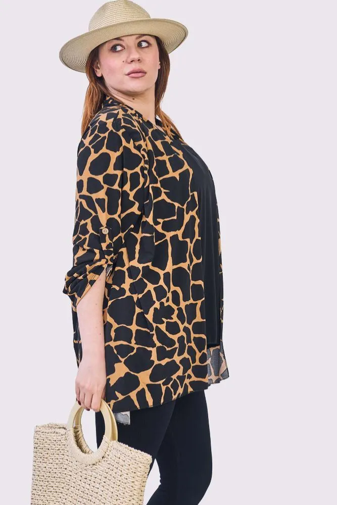 Abstract Multi Print Open Front Cardigan
