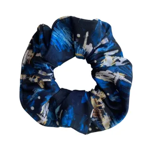 Abstract Navy Blue Print Swim Scrunchie