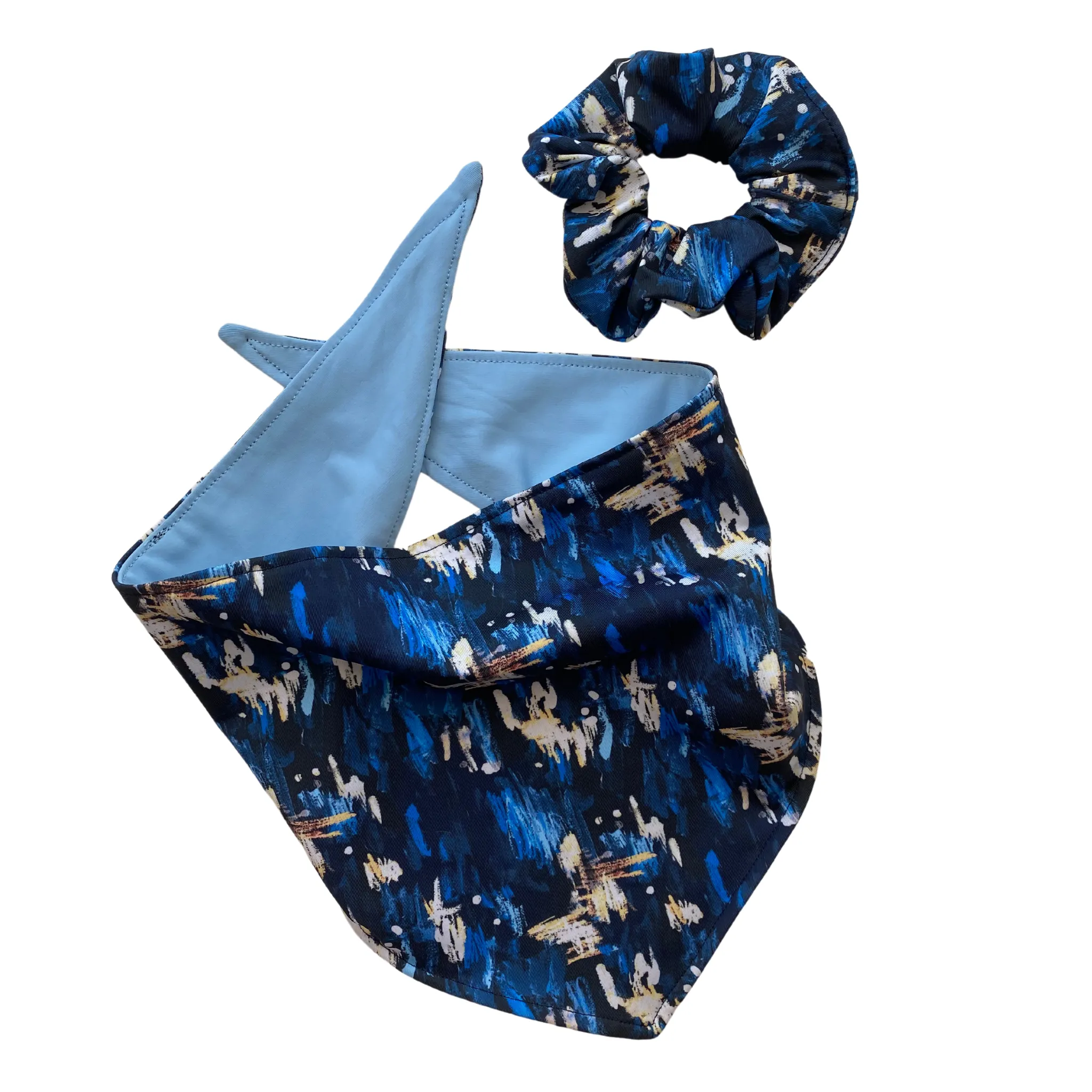 Abstract Navy Blue Print Swim Scrunchie