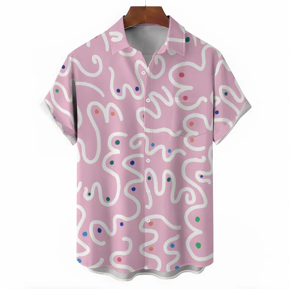 Abstract Print Men's Casual Short Sleeve Shirt 2404001278