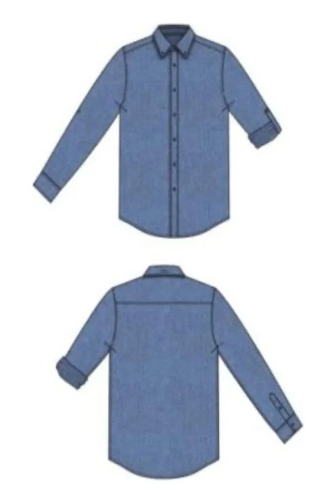 Aiden Convertible Sleeve Button-Up - Blue