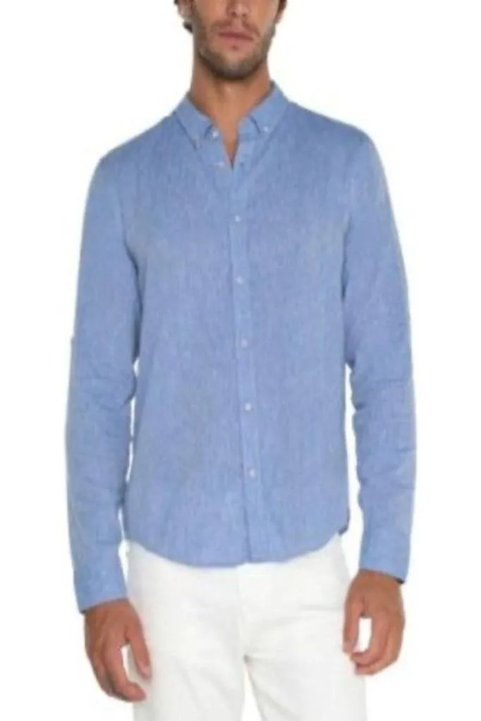 Aiden Convertible Sleeve Button-Up - Blue