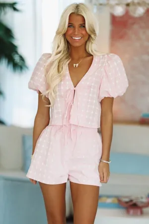 All About Plaid Top and Short Set - Pink and White