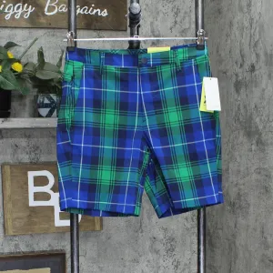 All In Motion Men's Plaid Golf Shorts 8" 87206075 Blue Green Plaid 30