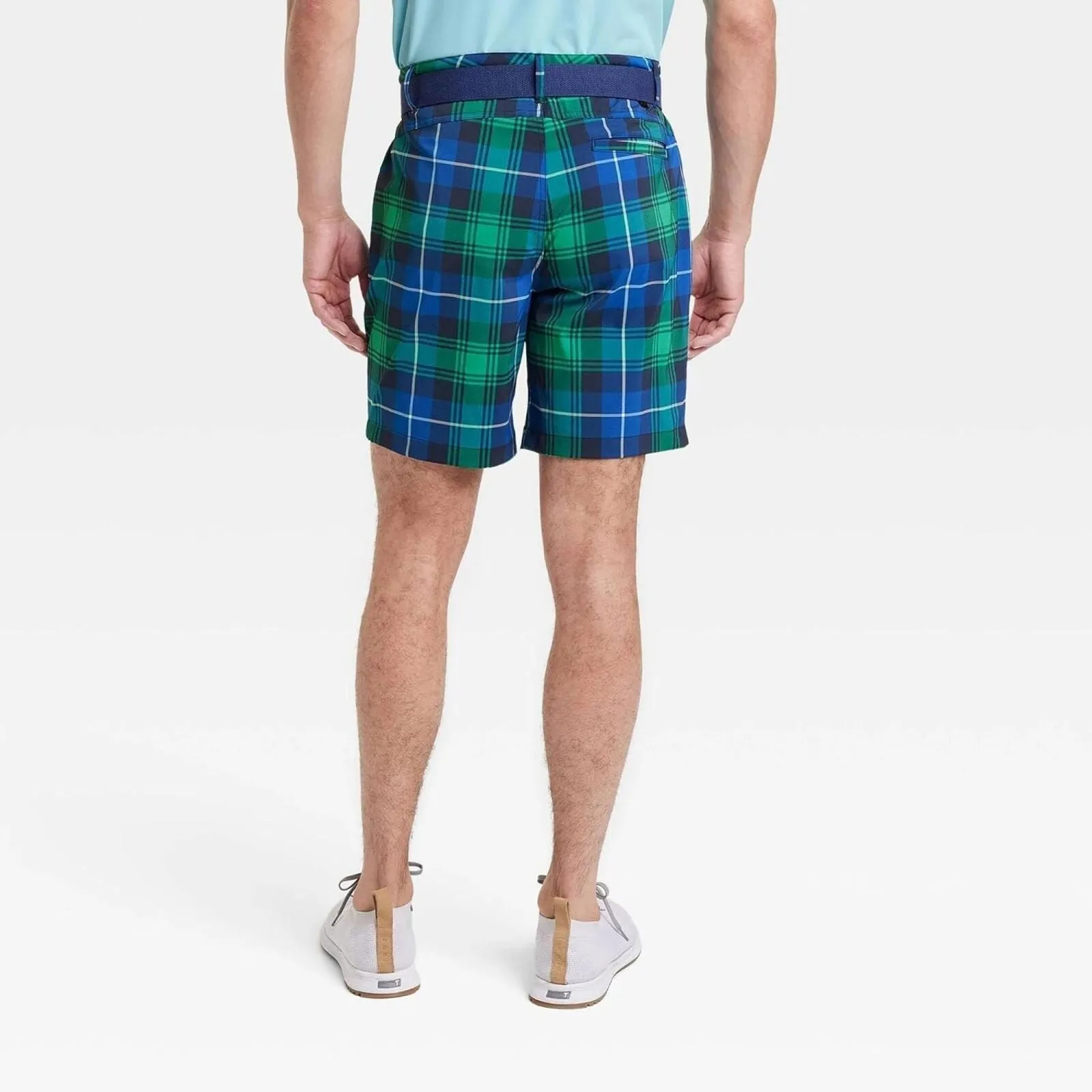All In Motion Men's Plaid Golf Shorts 8" 87206075 Blue Green Plaid 30