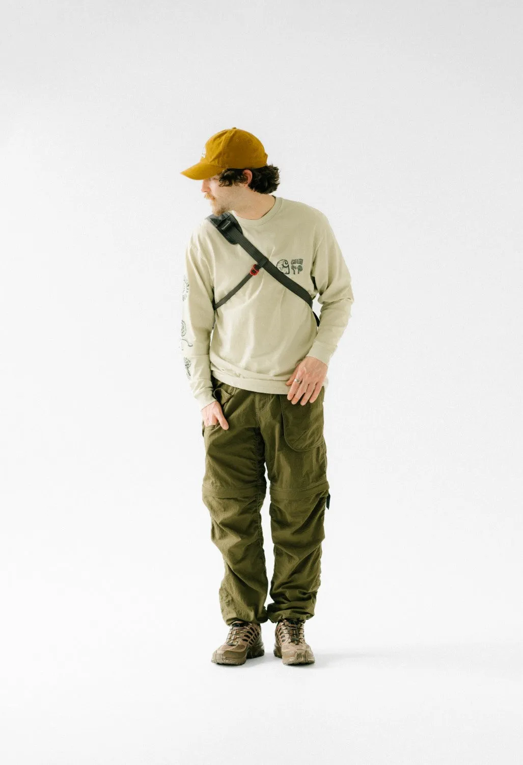 and wander Men's Ny Taffeta Hiker 2Way Pants - Dark Khaki