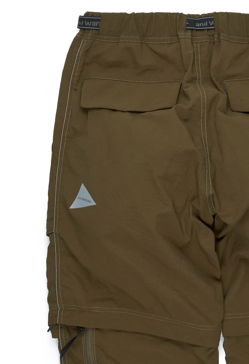 and wander Men's Ny Taffeta Hiker 2Way Pants - Dark Khaki