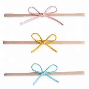 Baby Bling 3 Pack Suede Cord Headband Set-Pink/Mustard/Aqua