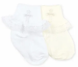 Baby Girls Cross Cotton Christening Socks
