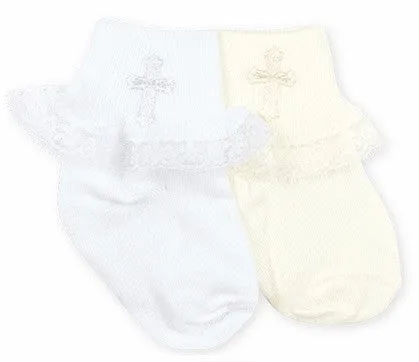 Baby Girls Cross Cotton Christening Socks