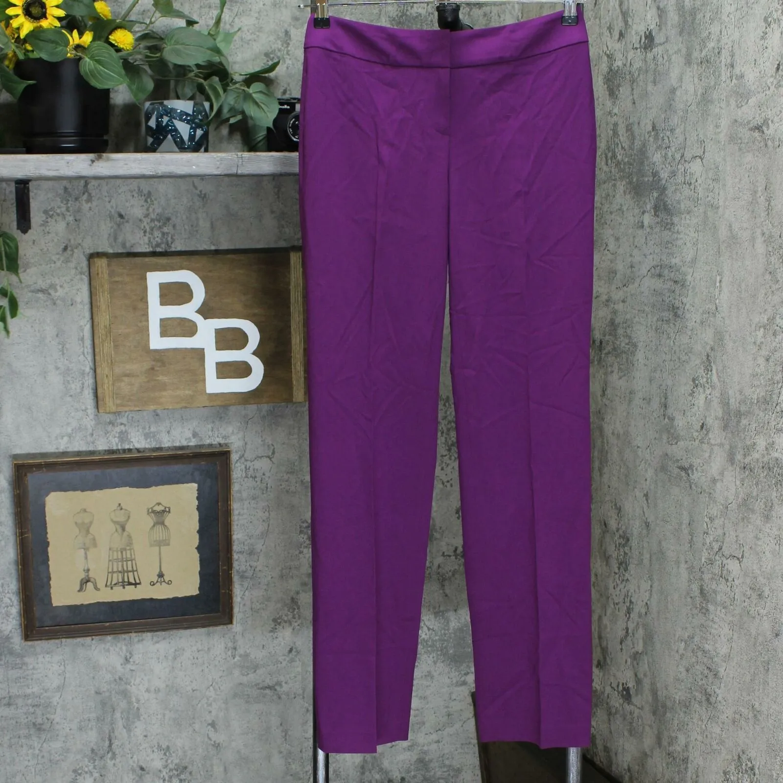 Bar III Women's Stretch Flare Leg Dress Pants. Boysenberry Purple