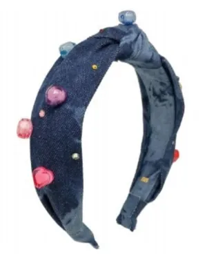 Bari Lynn Rainbow 3D Heart Headband w/Crystals - Dark Denim