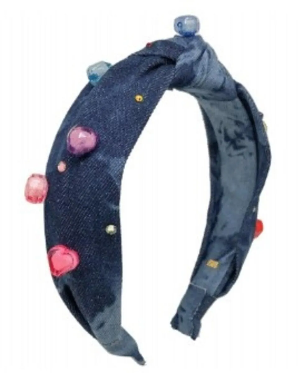 Bari Lynn Rainbow 3D Heart Headband w/Crystals - Dark Denim