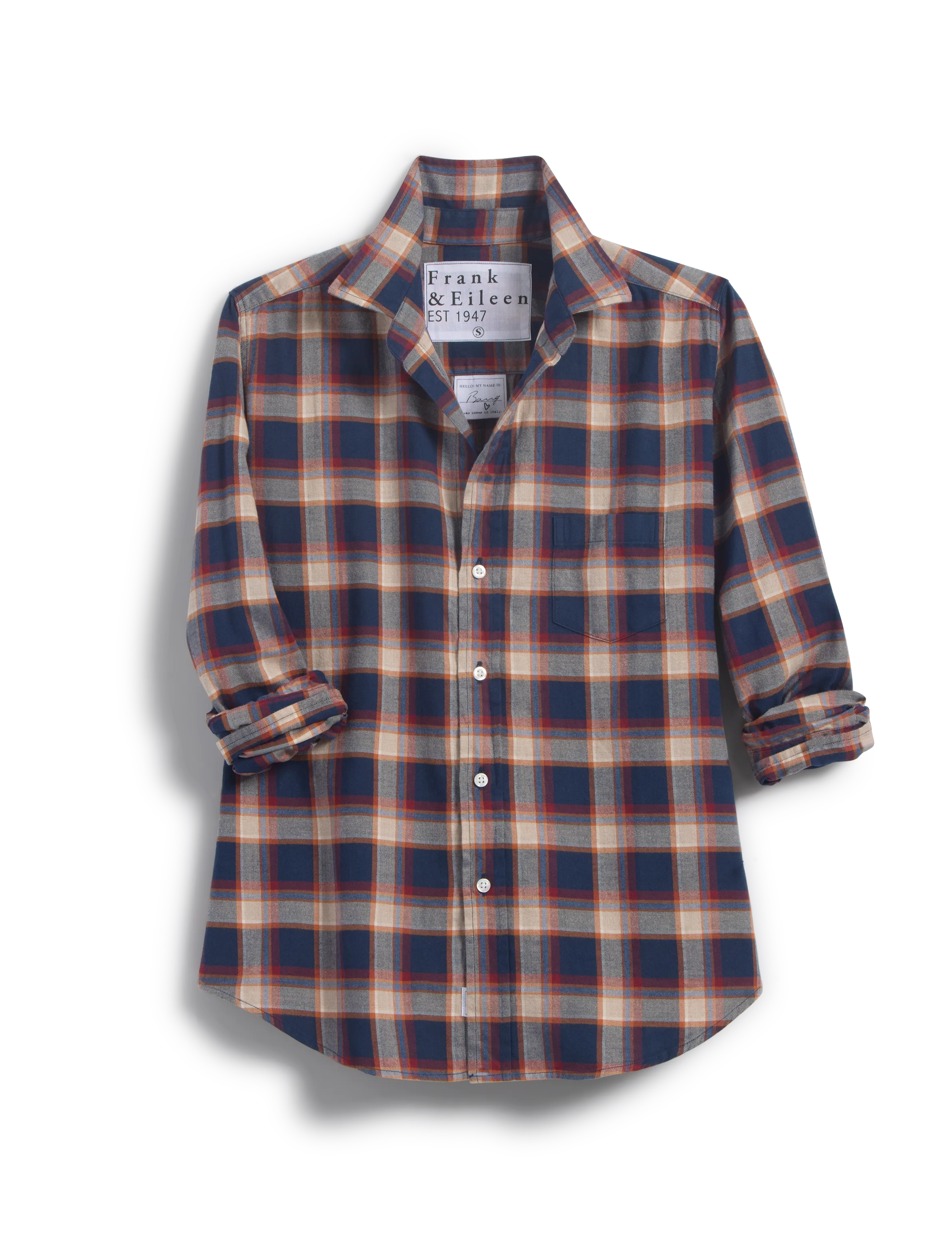 BARRY Rust and Navy Plaid, Italian Flannel