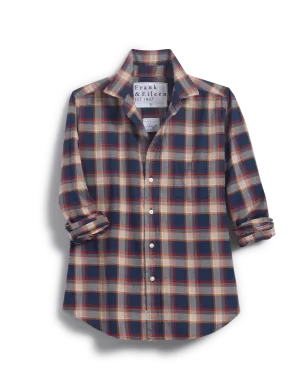 BARRY Rust and Navy Plaid, Italian Flannel