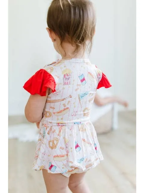 Baseball Snacks Twirl Romper