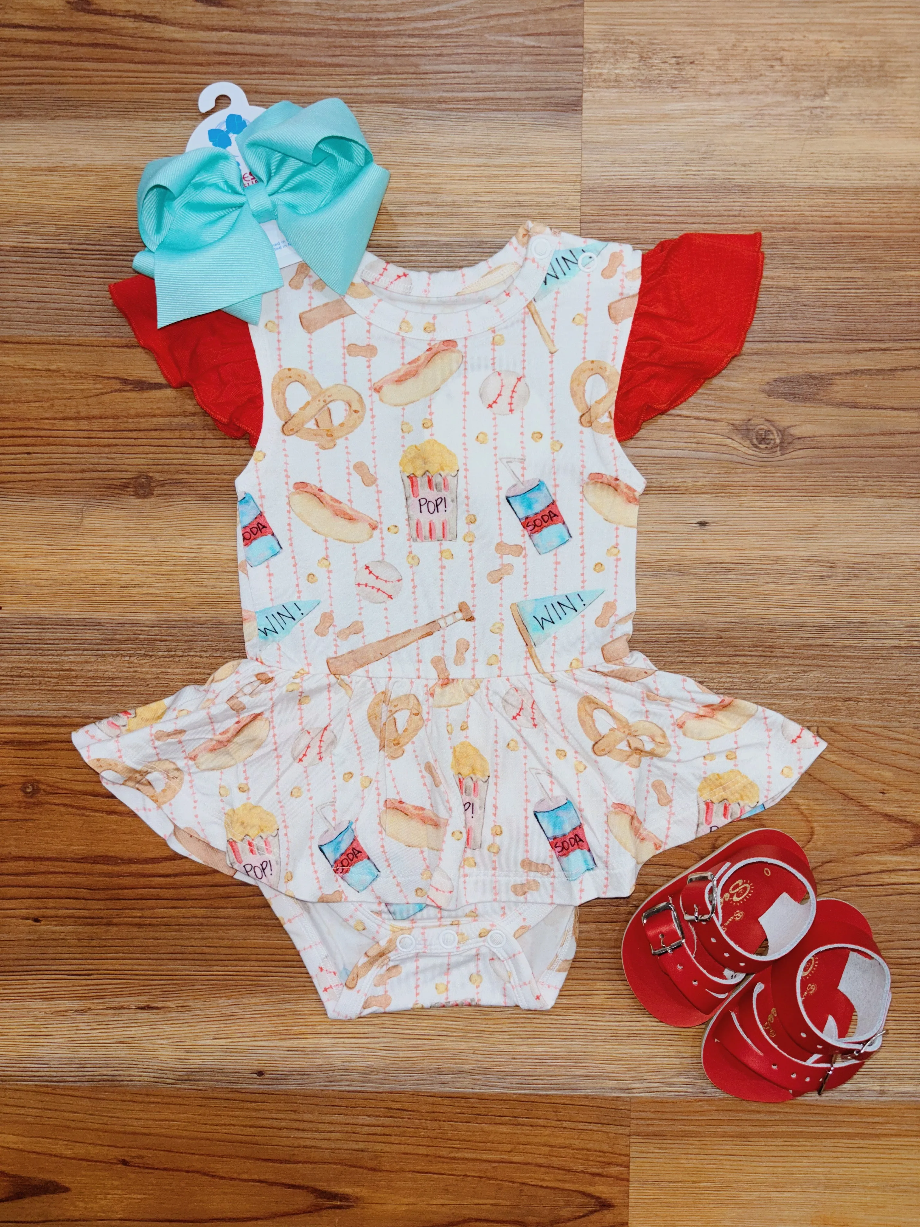 Baseball Snacks Twirl Romper