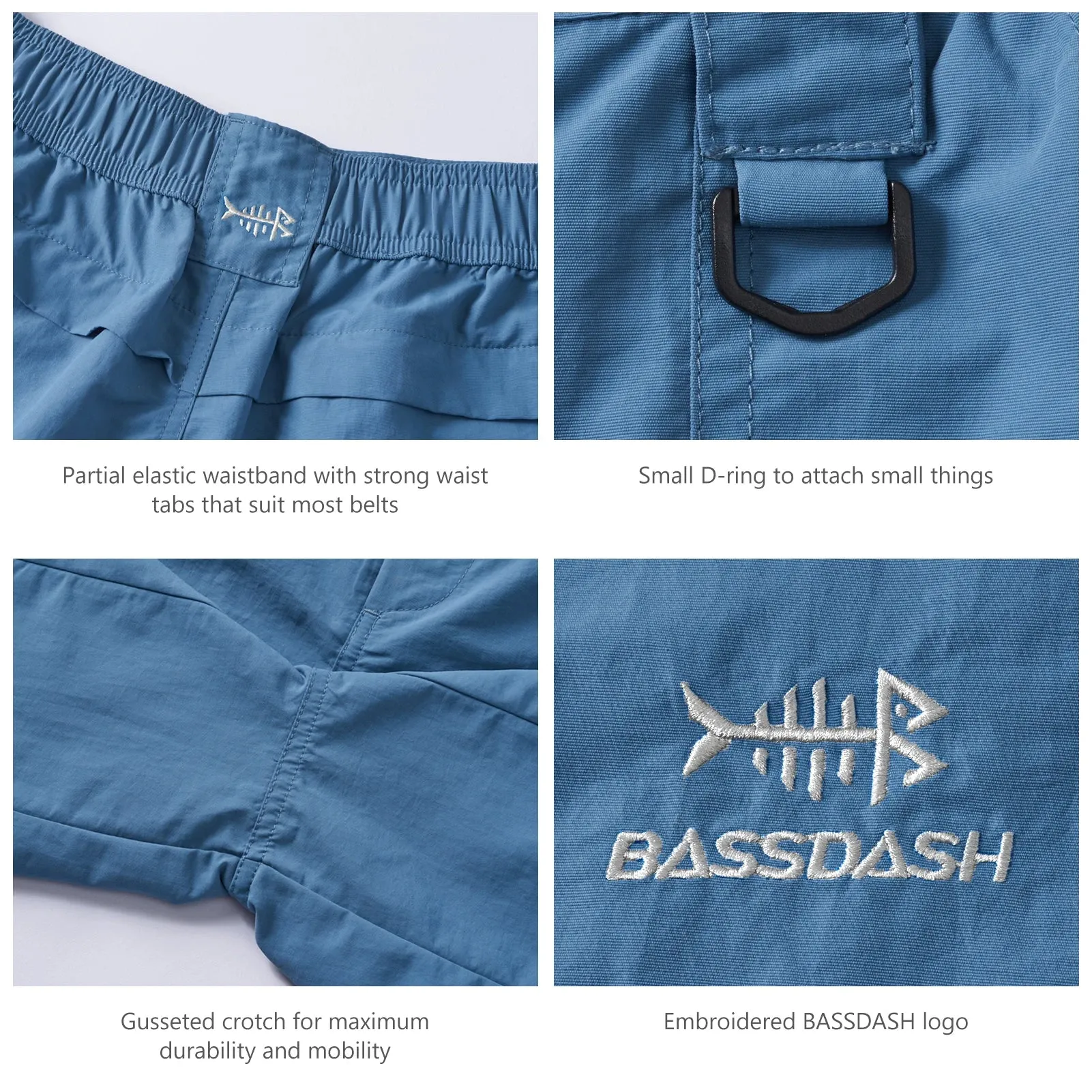 Bassdash Men's 6" Fishing Shorts UPF 50  Water Resistant Quick Dry Hiking Cargo Shorts with Multi Pocket FS25M