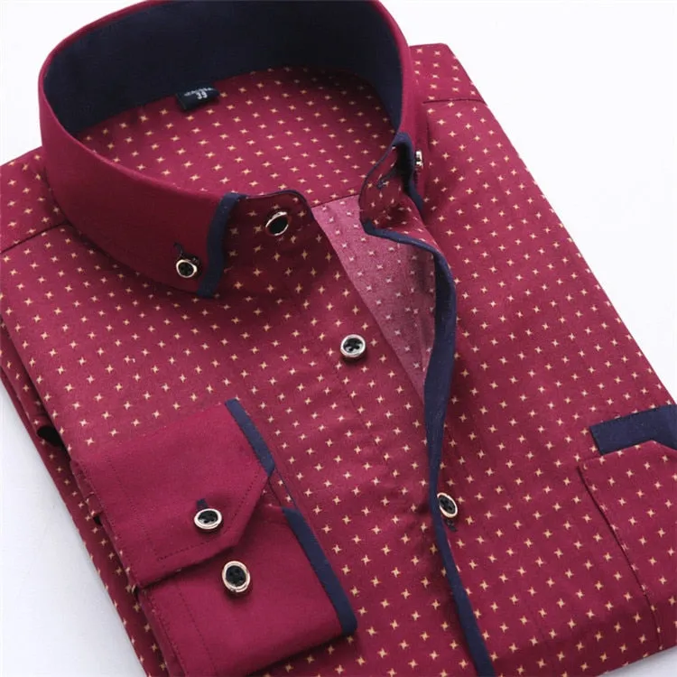 Big Size 4XL Men Dress Shirt 2023 New Arrival Long Sleeve Slim Fit Button Down Collar High Quality Printed Business Shirts MCL18