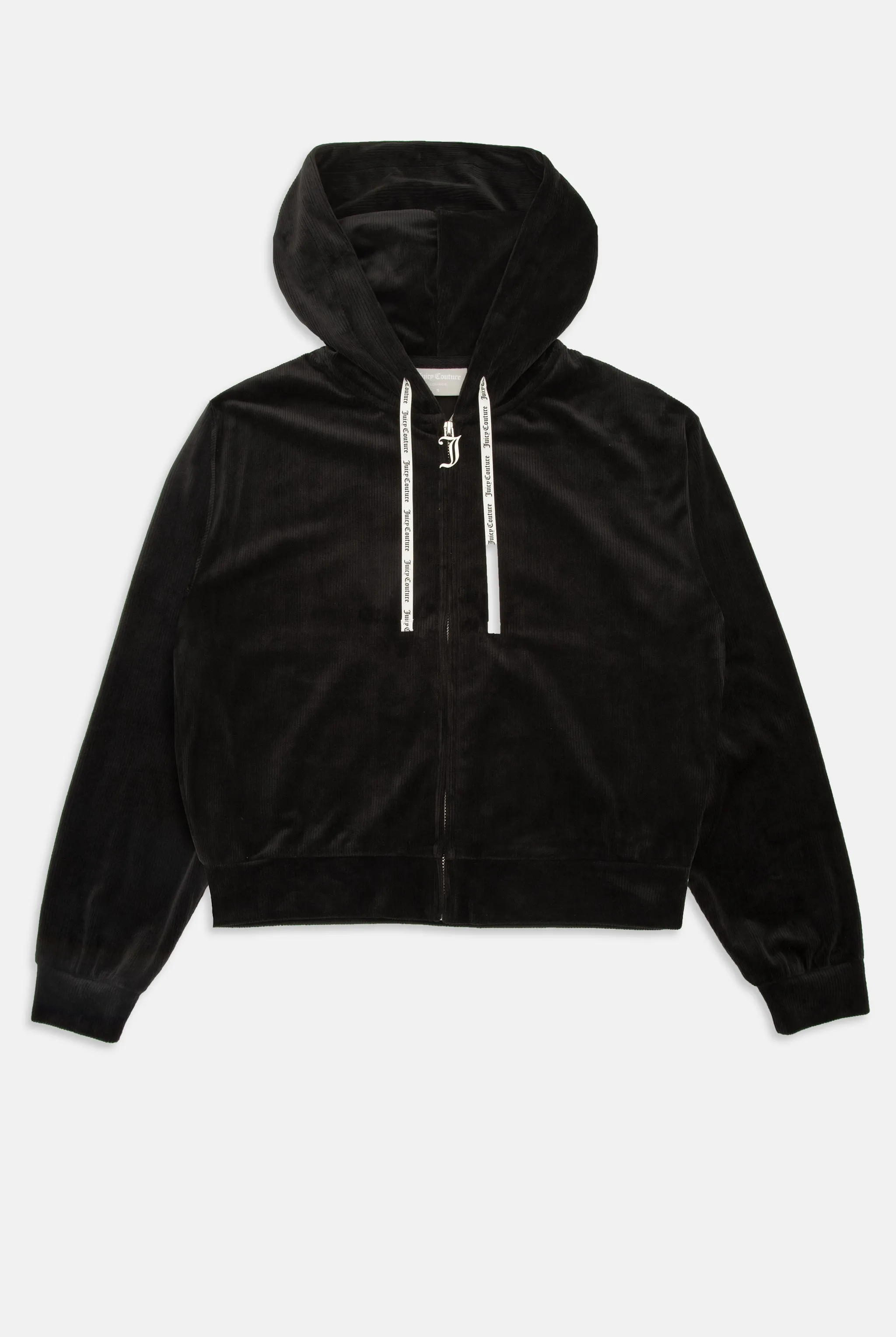 BLACK LOUNGE RIB VELOUR HOODIE