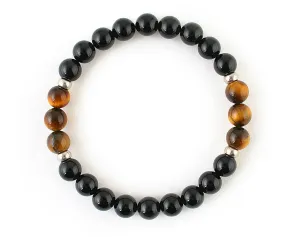 Black onyx and tiger eye men's bracelet
