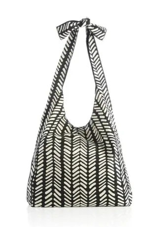 black patterned hobo bag