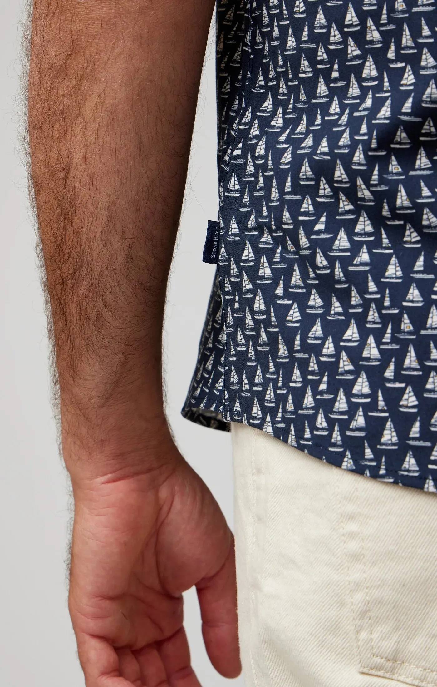 Black Sail Boat Short Sleeve Shirt