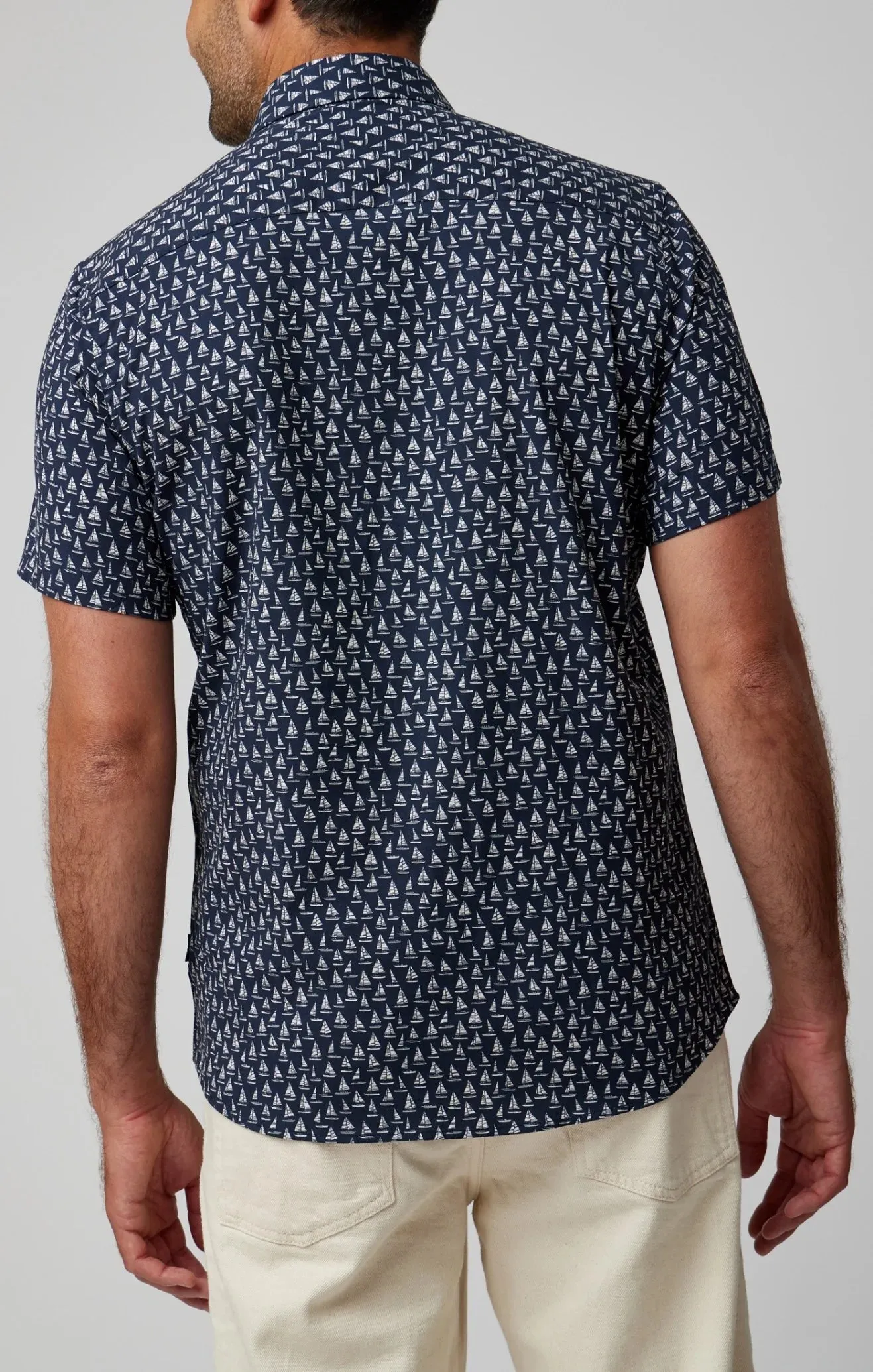 Black Sail Boat Short Sleeve Shirt