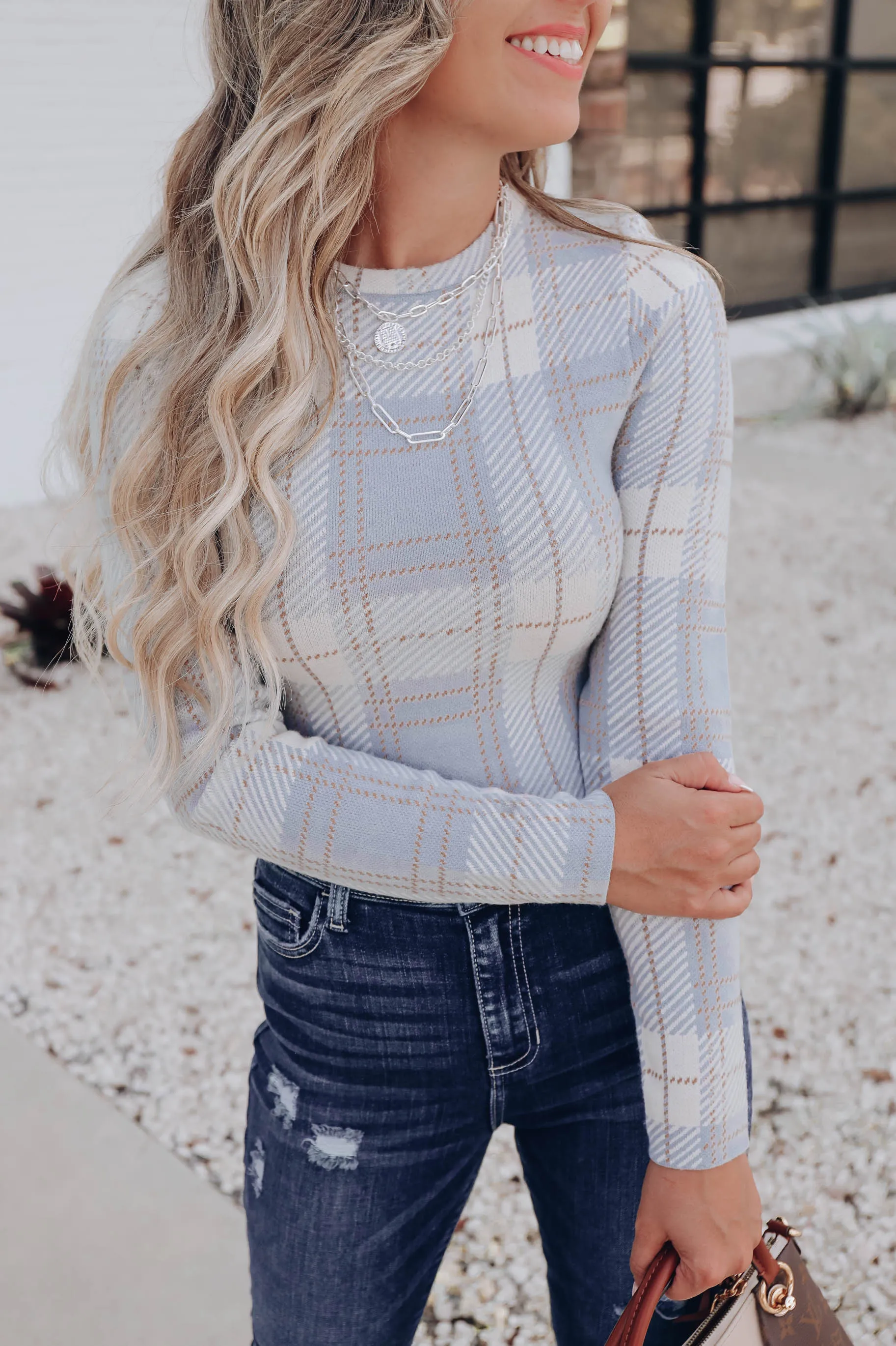 Blair Plaid Cropped Sweater Top