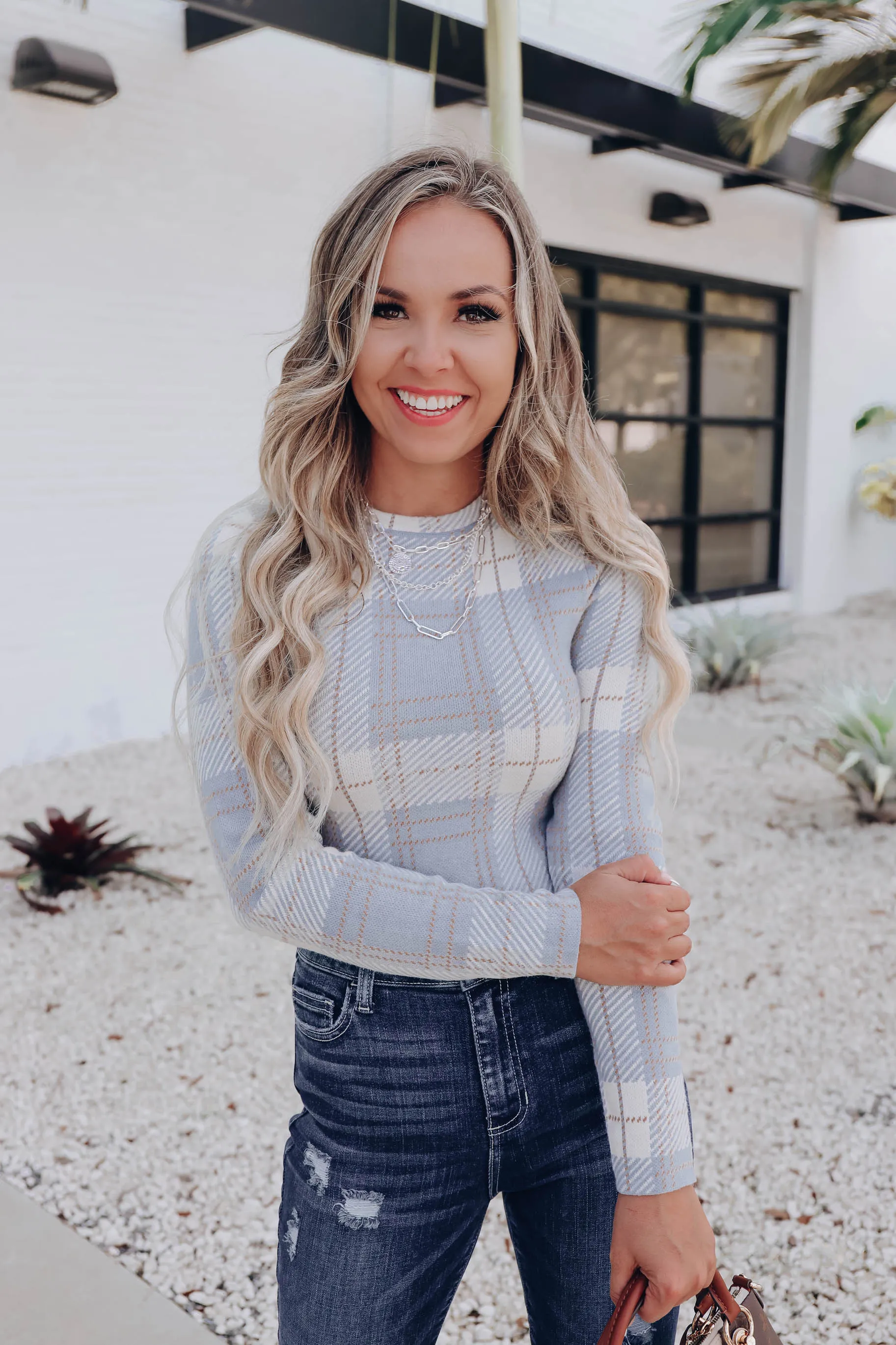 Blair Plaid Cropped Sweater Top