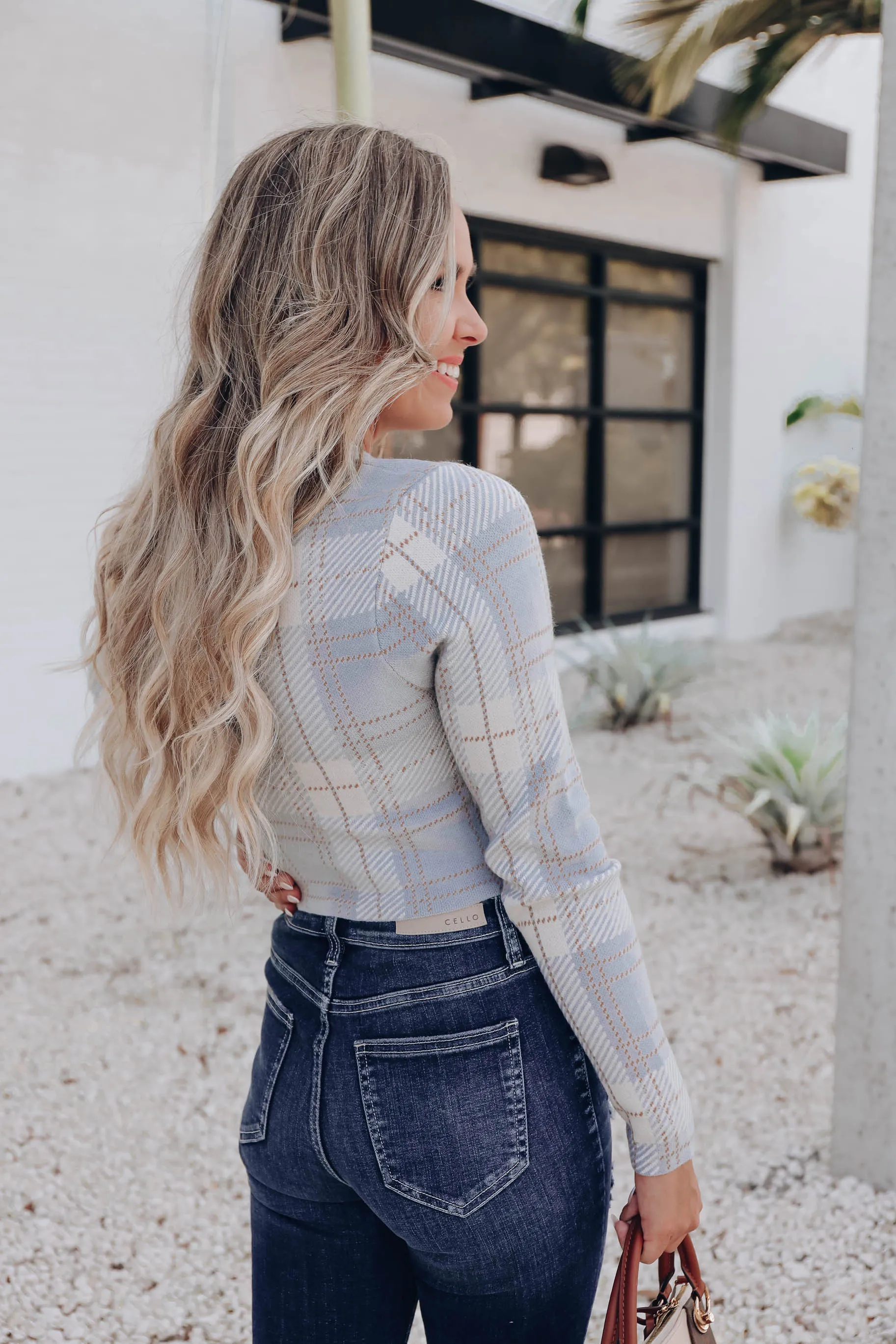Blair Plaid Cropped Sweater Top