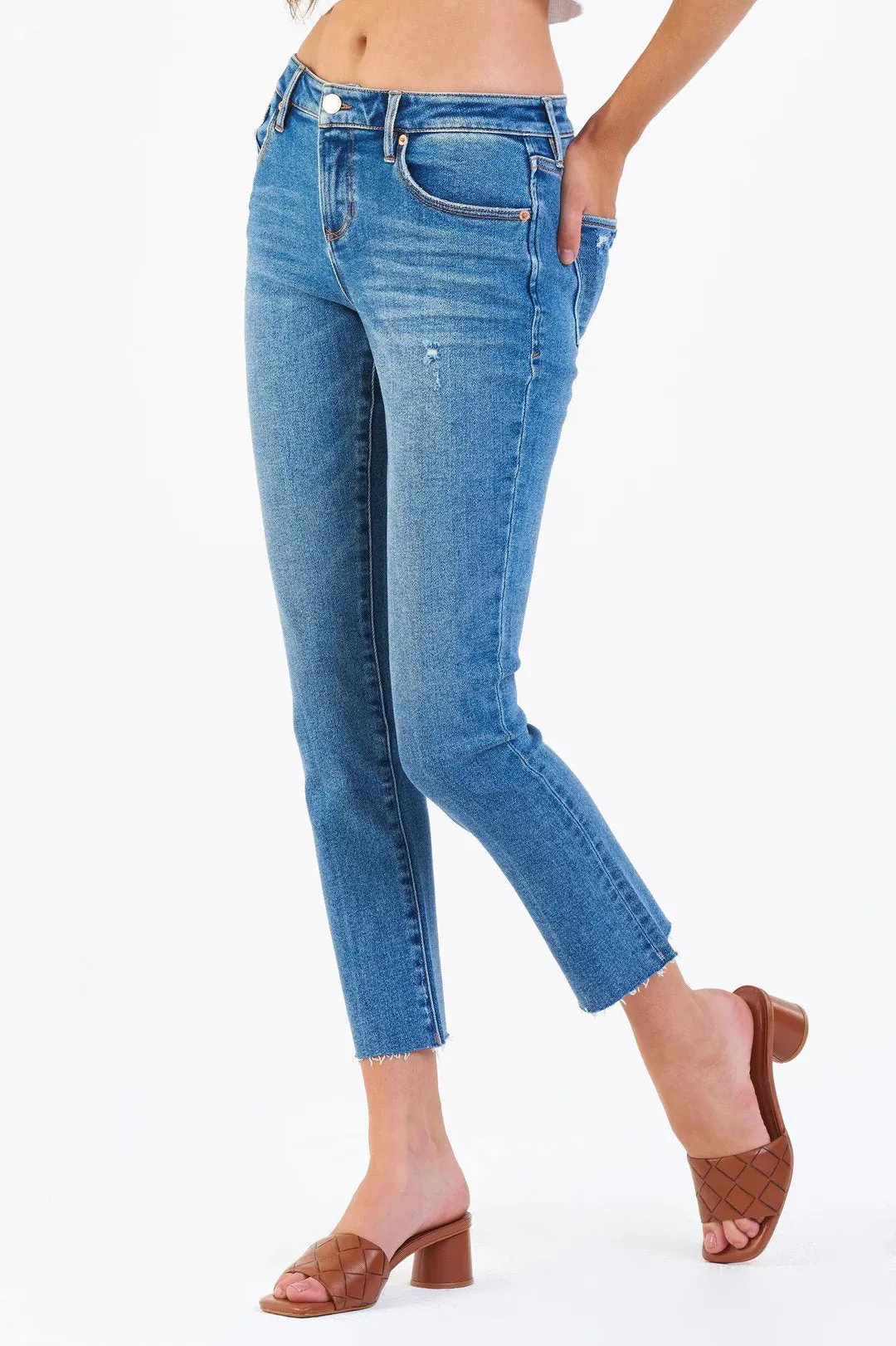 Blaire High Rise Ankle Slim Straight Jeans Seal Beach