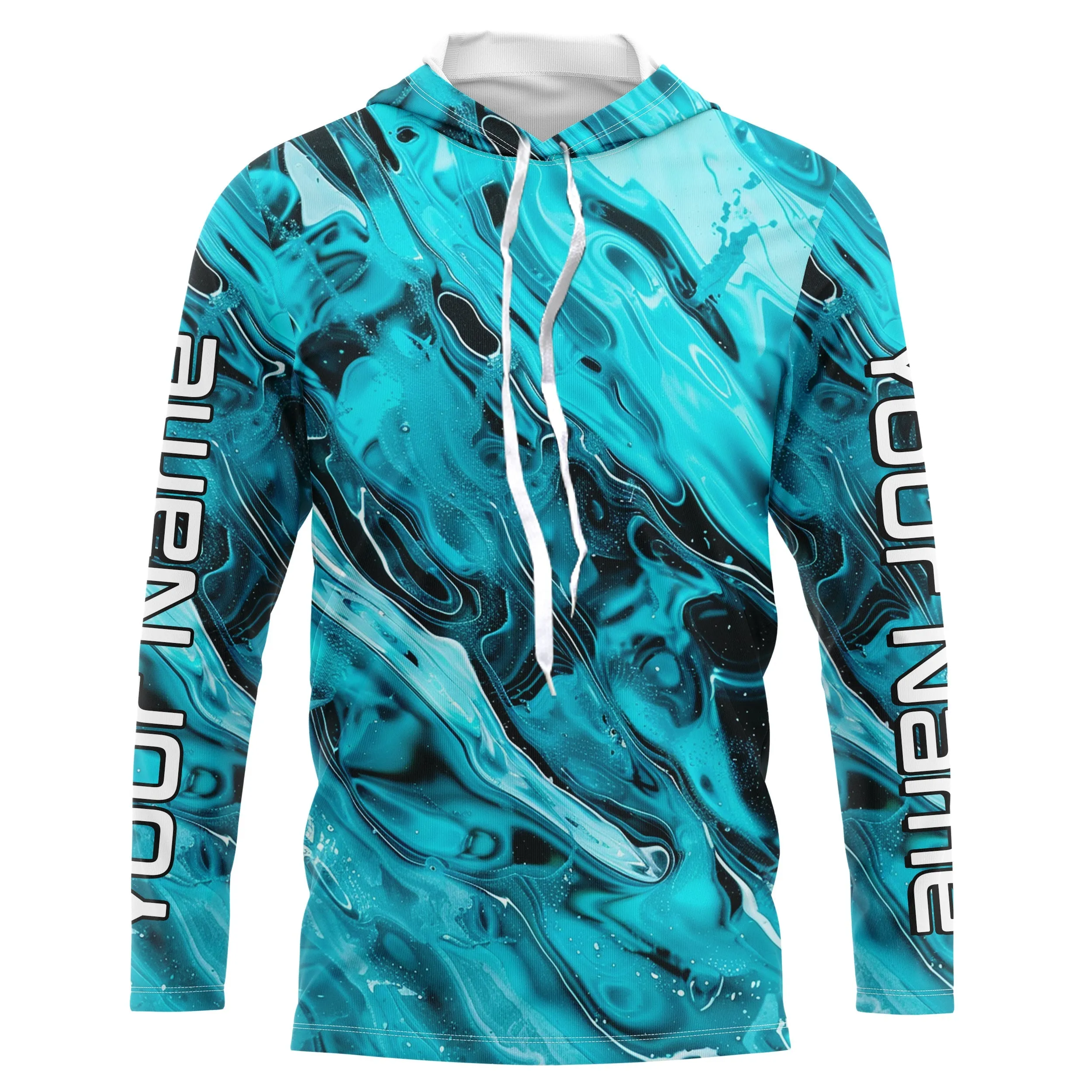 Blue Water Ripple Camo Custom Long Sleeve Performance Fishing Shirts, Uv Protection Fishing Jerseys IPHW5969