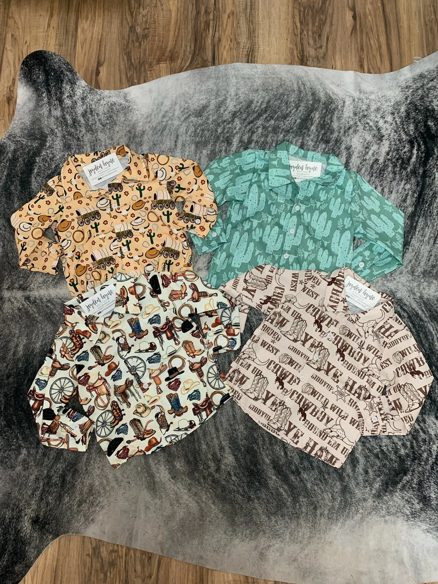 Boys Long Sleeve Western Button Ups
