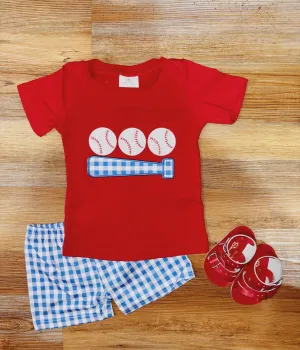 Boys Plaid Baseball Set