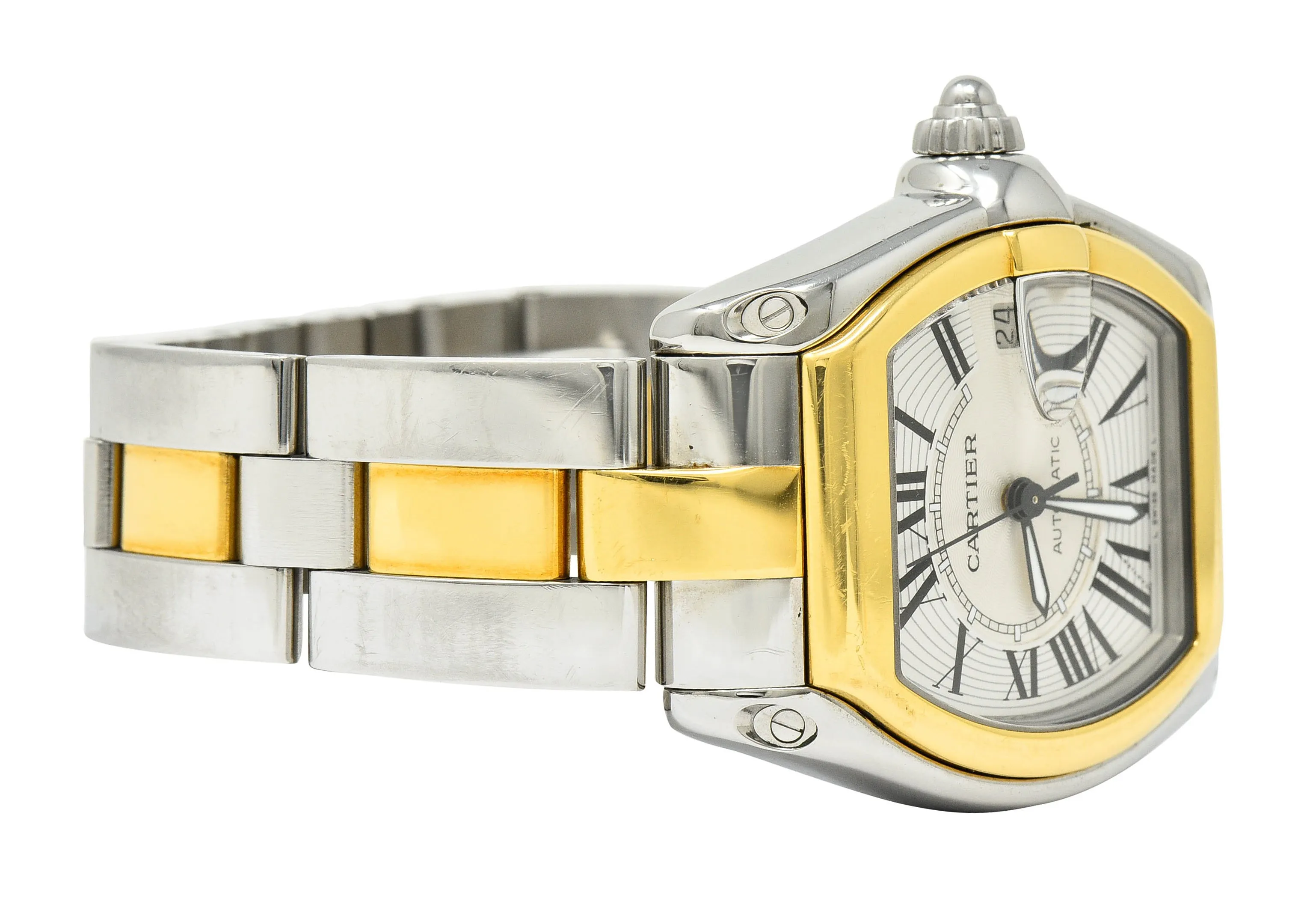 Cartier Roadster Unisex Large Two-Tone 18K Gold Automatic Silver Dial Men's Watch 2510