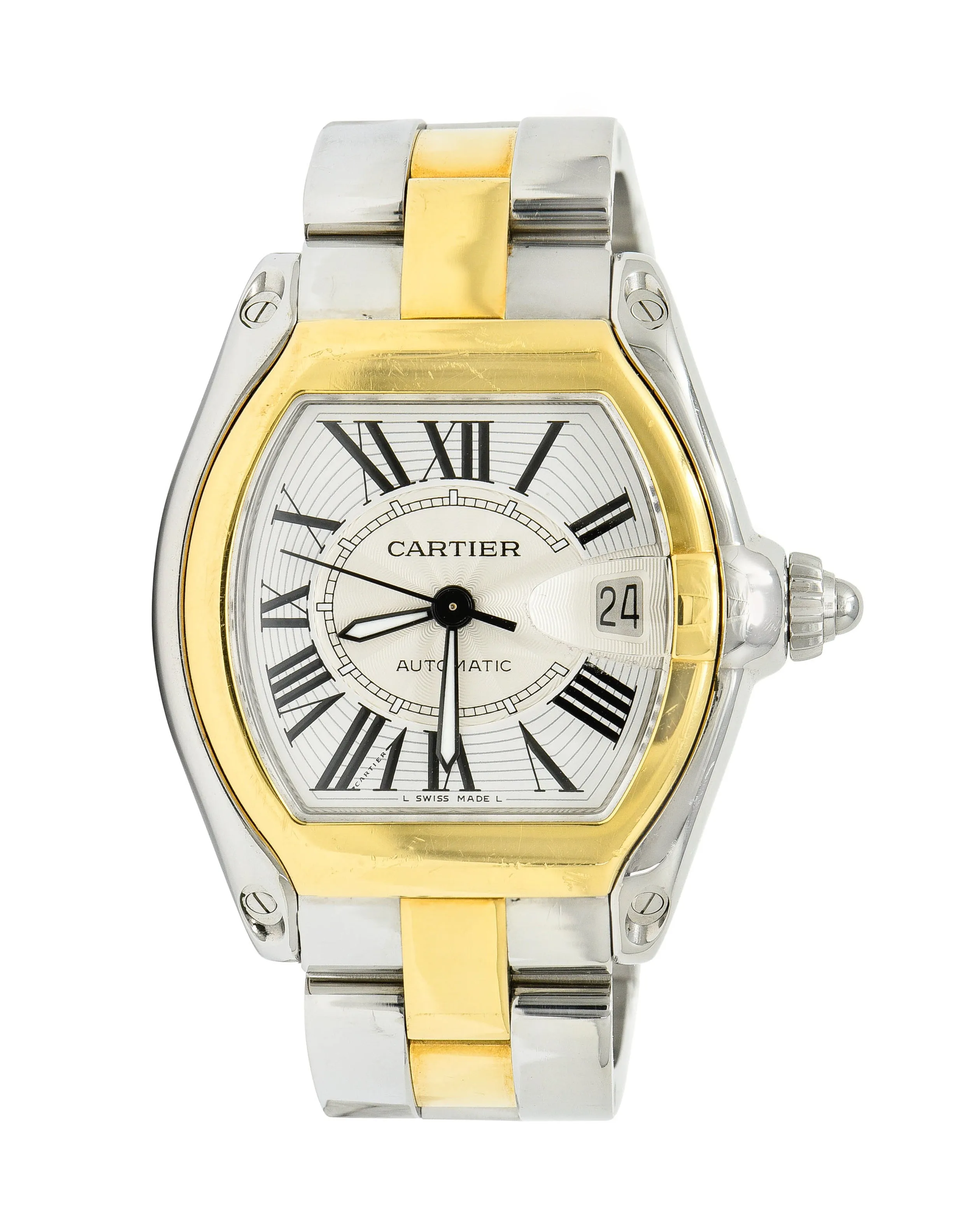 Cartier Roadster Unisex Large Two-Tone 18K Gold Automatic Silver Dial Men's Watch 2510