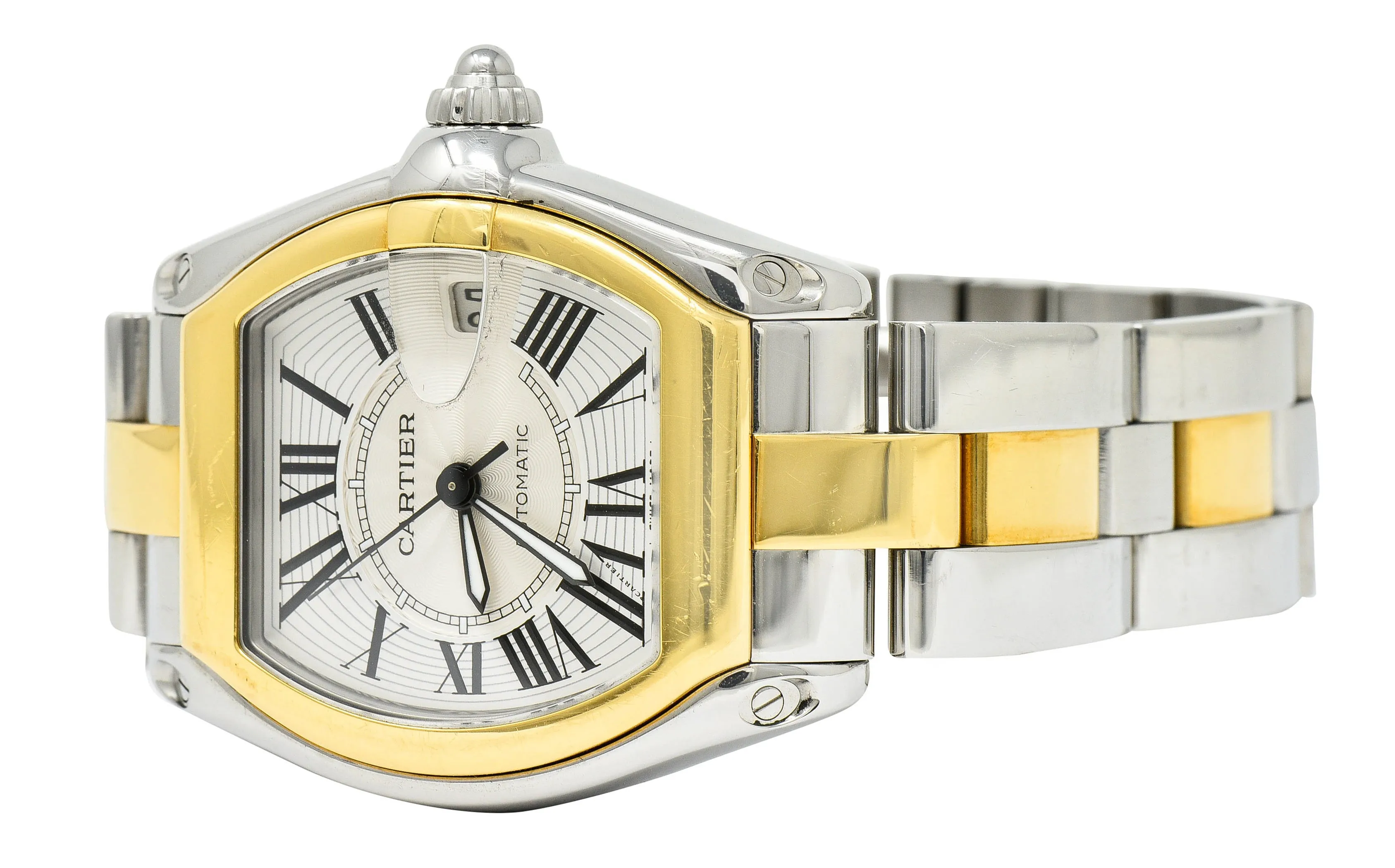 Cartier Roadster Unisex Large Two-Tone 18K Gold Automatic Silver Dial Men's Watch 2510