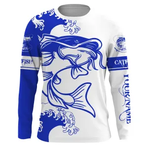 Catfish fishing tattoo blue Custom name Catfish Long sleeve fishing shirts, Long Sleeve Hooded NPQ886