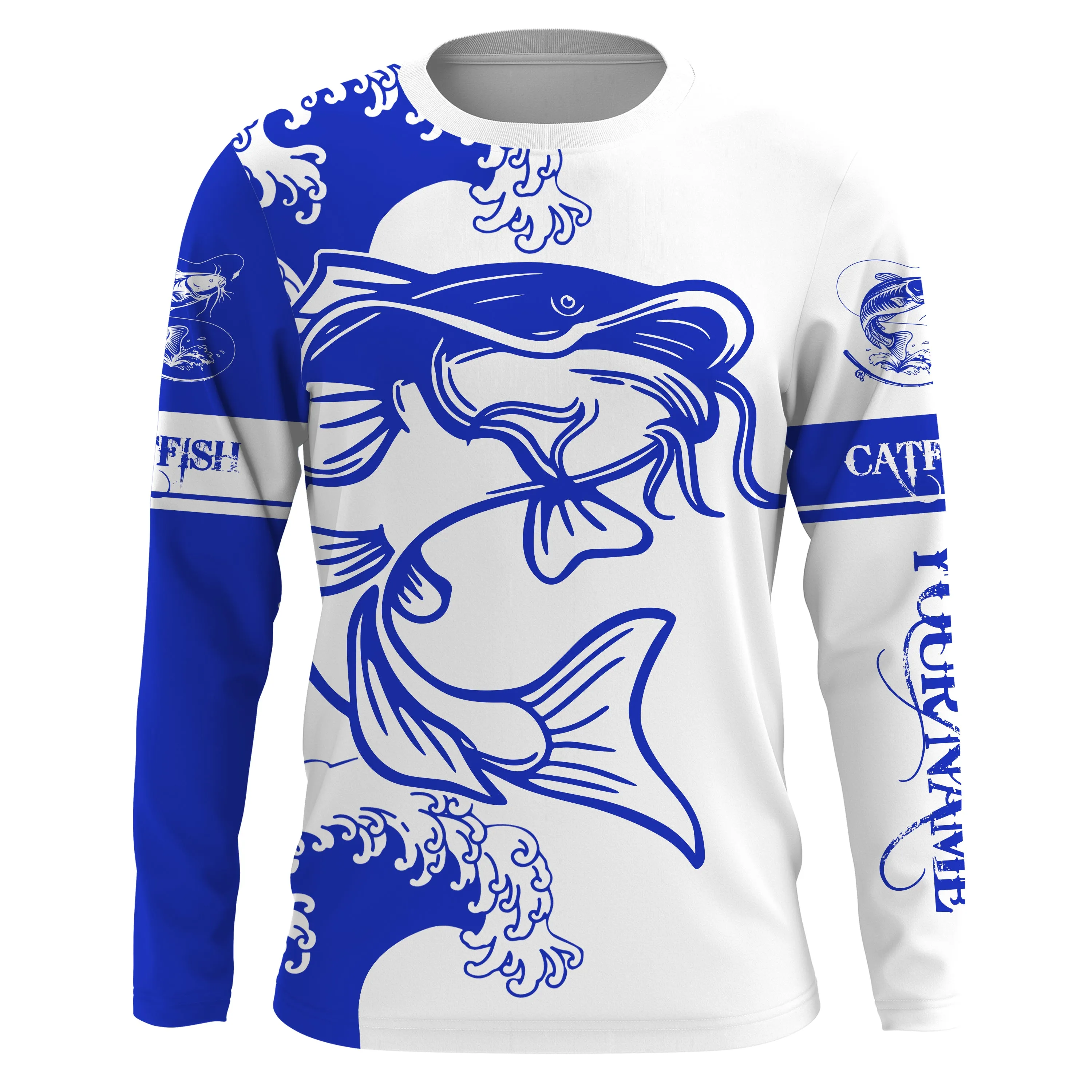 Catfish fishing tattoo blue Custom name Catfish Long sleeve fishing shirts, Long Sleeve Hooded NPQ886