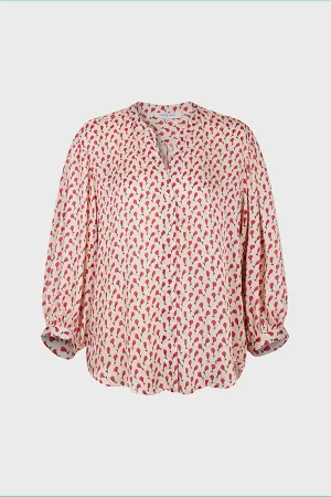 CERISE FLORAL PRINT ROMANTIC BLOUSE